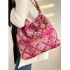 Chanel 22 Wool Tweed & Gold-Tone Metal Tote Pink Bag