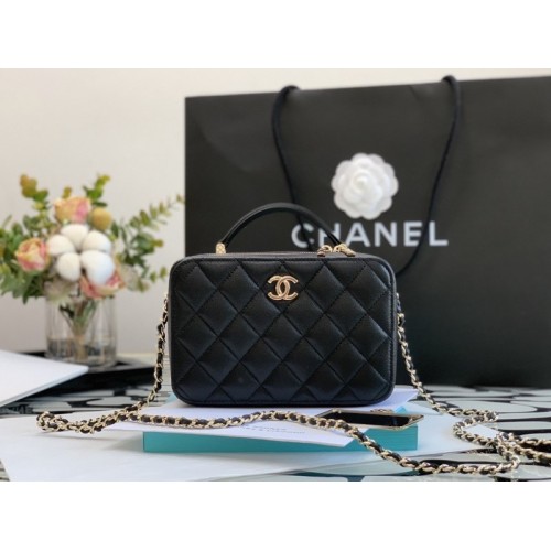 Chanel 22A Mini Vanity Caviar Black Leather Bag