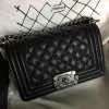 Chanel Small Quilted Caviar Boy Bag Black Silver A13043 VS03258
