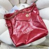 Chanel red leather tote shopping large bag