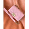 Chanel leboy pink lambskin leather gold hardware bag