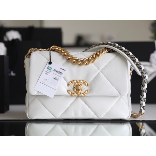 Chanel 19 White Gold Hardware 26cm