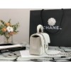 Chanel Top Handle silver hardware white lambskin mini bag