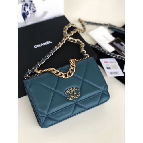 Chanel Quilted 19 Wallet on Chain WOC Blue 2019