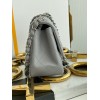 Chanel 17cm Classic Flap Bag Grey Lampskin Leather silver hardware
