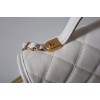 Chanel 22k Calfskin & Gold-Tone Metal White Bag