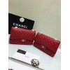 CHANEL 1112 Red Large Size 30cm Lambskin Leather Flap Bag With Gold/Silver Hardware