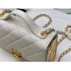 Chanel Lambskin & Gold Metal Mini Flap Bag in White