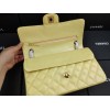 Chanel classic flap caviar leather bag gold hardware yellow 25cm