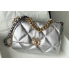 Chanel 19 silver leather large bag