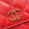 Chanel 19 Denim Wallet on Chain in Red AP0957