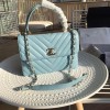 Chanel Chevron Trendy CC Flap Top Handle Blue Bag