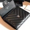 Chanel black chevron lambskin silver wallet