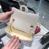 Chanel lampskin white leather 20cm bag in gold/ silver