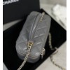 Chanel 22A Quilted Mini Vanity Rectangular Top Handle Grey Lambskin Bag