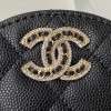 Chanel 22S Quilted Caviar Black Mini Round Clutch