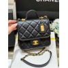 Chanel 22k Calfskin & Gold-Tone Metal Black Mini Bag