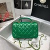 Chanel grained calfskin top handle flap bag green 20cm