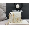 Chanel mini smooth leather pearl chain flap bag