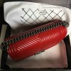 Chanel Medium Chevron Lambskin Boy Bag Red A13043 VS08698