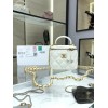 Chanel case white handle leather bag