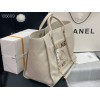 Chanel tote shopping white gold bag