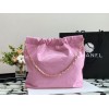 Chanel pink leather tote shopping bag