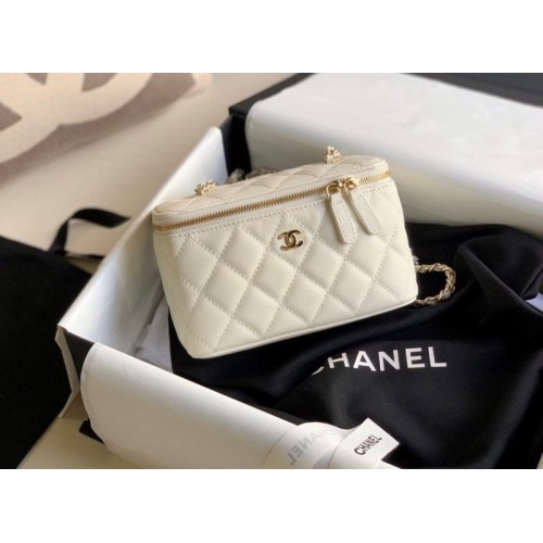 Chanel Vantiy Case White Caviar Leather Bag