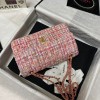 Chanel 25cm Tweed & Gold-Tone Metal Pink Double Flap Bag