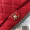 Chanel black big chain flap bag in red lampskin