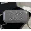 Chanel 22A Quilted Mini Vanity Rectangular Top Handle Grey Lambskin Bag