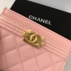 Chanel pink card holder in gold hardware