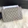 CHANEL 1112 Grey Large Size 30cm Caviar Leather Flap Bag