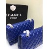 CHANEL 1112 Blue Large Size 30cm Lambskin Leather Flap Bag With Gold/Silver Hardware