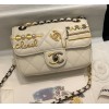 Chanel CF flap bag charms 2022 white