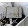 Chanel 17cm Classic Flap Bag Grey Caviar Leather gold hardware