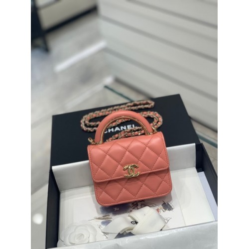 Chanel super mini handle orange bag