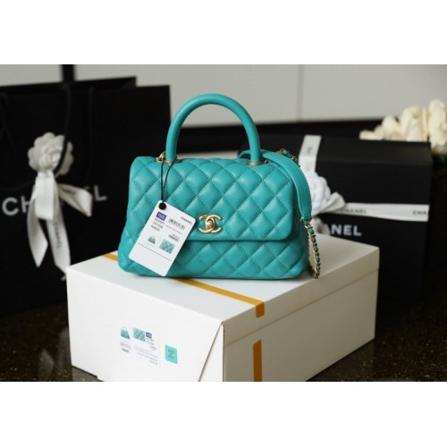 Chanel Coco Handle Blue Small Caviar Bag