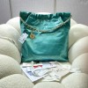 Chanel blue mint leather tote shopping large bag