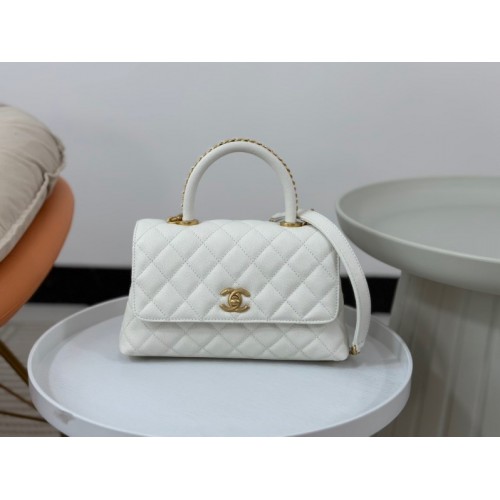 Chanel Coco Handle White Large Caviar Bag