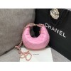 Chanel pink lambskin pouch with chain bag