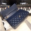 CHANEL 1112 Navy Blue Large Size 30cm Lambskin Leather Flap Bag With Gold Hardware