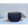 Chanel 22A Small Boy Messenger Blue Velvet Bag