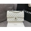 CHANEL 1112 White 2.55 Lampskin Flap 25cm Bag