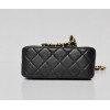 CHANEL 1112 Black Lambskin Leather Flap Bag With Gold Hardware