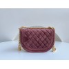 Chanel 22A Small Boy Messenger Red Velvet Bag