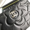 Chanel black rose silver card holder