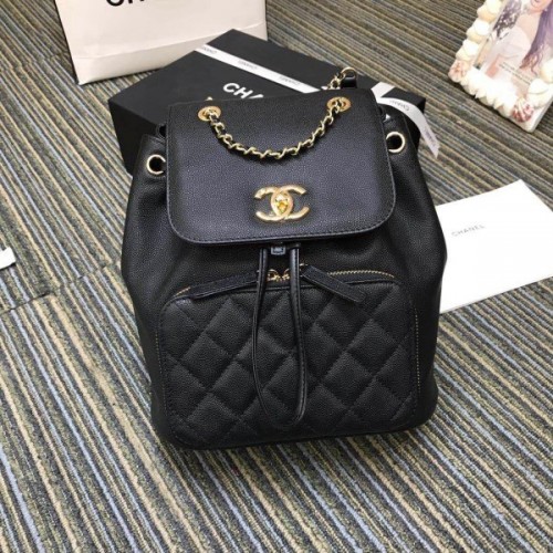 Chanel Fine Grain Embossed Calf Leather Backpack