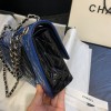 Chanel blue patent leather CF flap bag 25cm