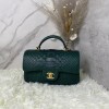 Chanel handle mini flap bag green snakeskin 20cm